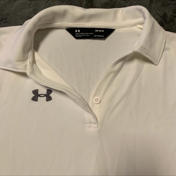 HEAT GEAR | Unisex | White Collared Polo Shirt | M | Moisture Wicking - Picture 4 of 10